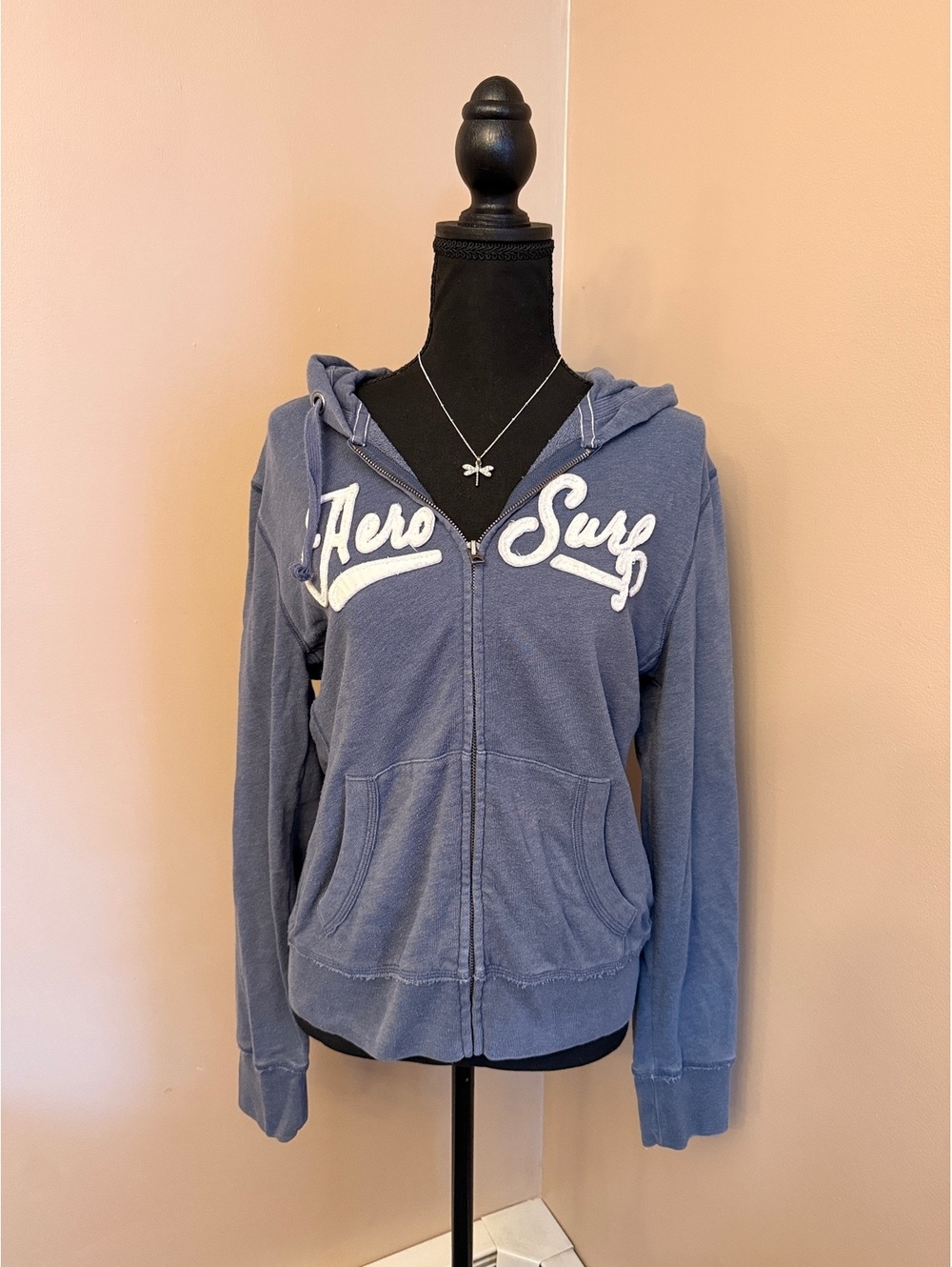 Aeropostale Blue Zip-Up Hoodie Sweatshirt Large